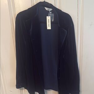 Blue Velvet Blazer with Classic Silhouette